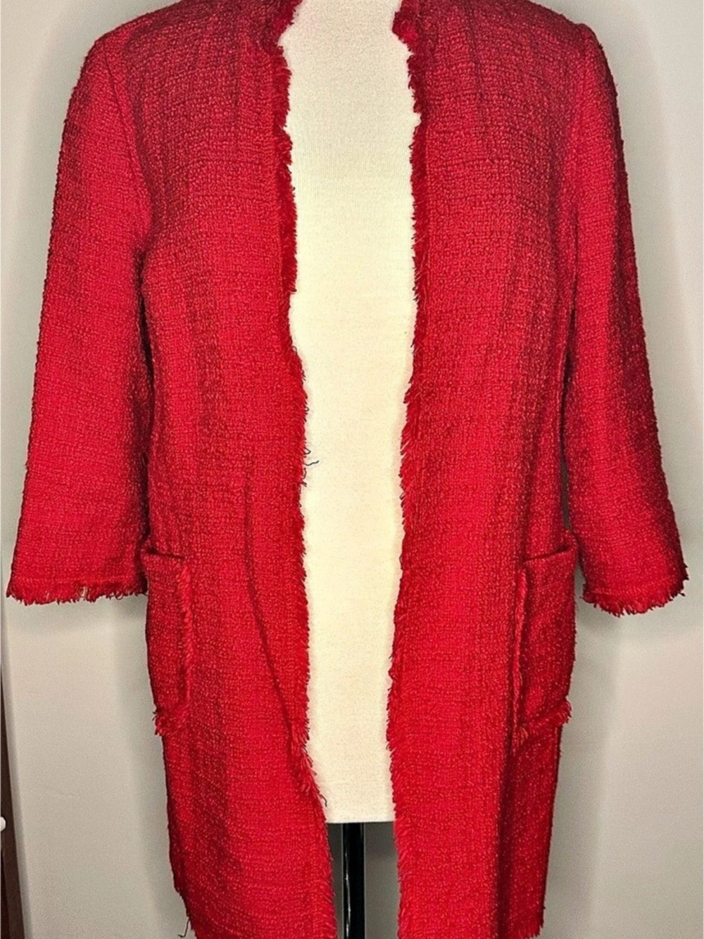 Chico's Red Fringe Blazer Size 1